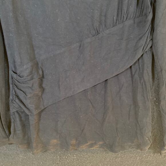 Cabi Womens Blouse Black Long Sleeve Ruched Wrapped Round Neck Stretch M - Picture 3 of 11